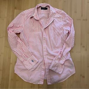 Polo by Ralph Lauren Women’s Pink & White Stripe Dress Shirt Cotton